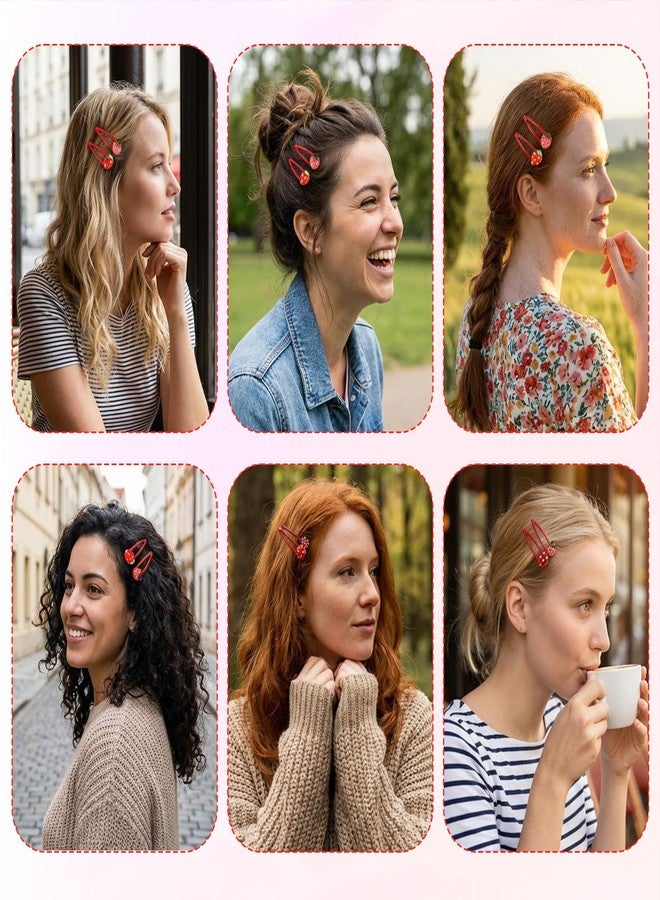 Matwsec 8PCS Small Strawberry Hair Clips, Metal Snap Hair Clips for Women Girls, Cute Hairs Barrettes Cute Strawberry Hairs Accessories for Girls Toddlers Kids and Teens Gifts Red - Image 5